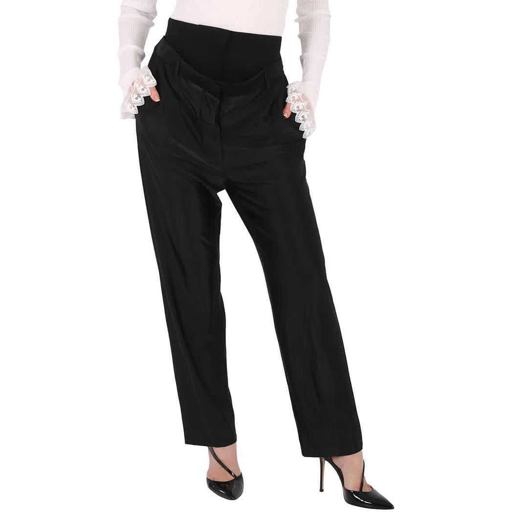 𝐁𝐔𝐑𝐁𝐄𝐑𝐑𝐘 ☑️                Pantalones de jersey negros de cintura doble Lombardy para mujer