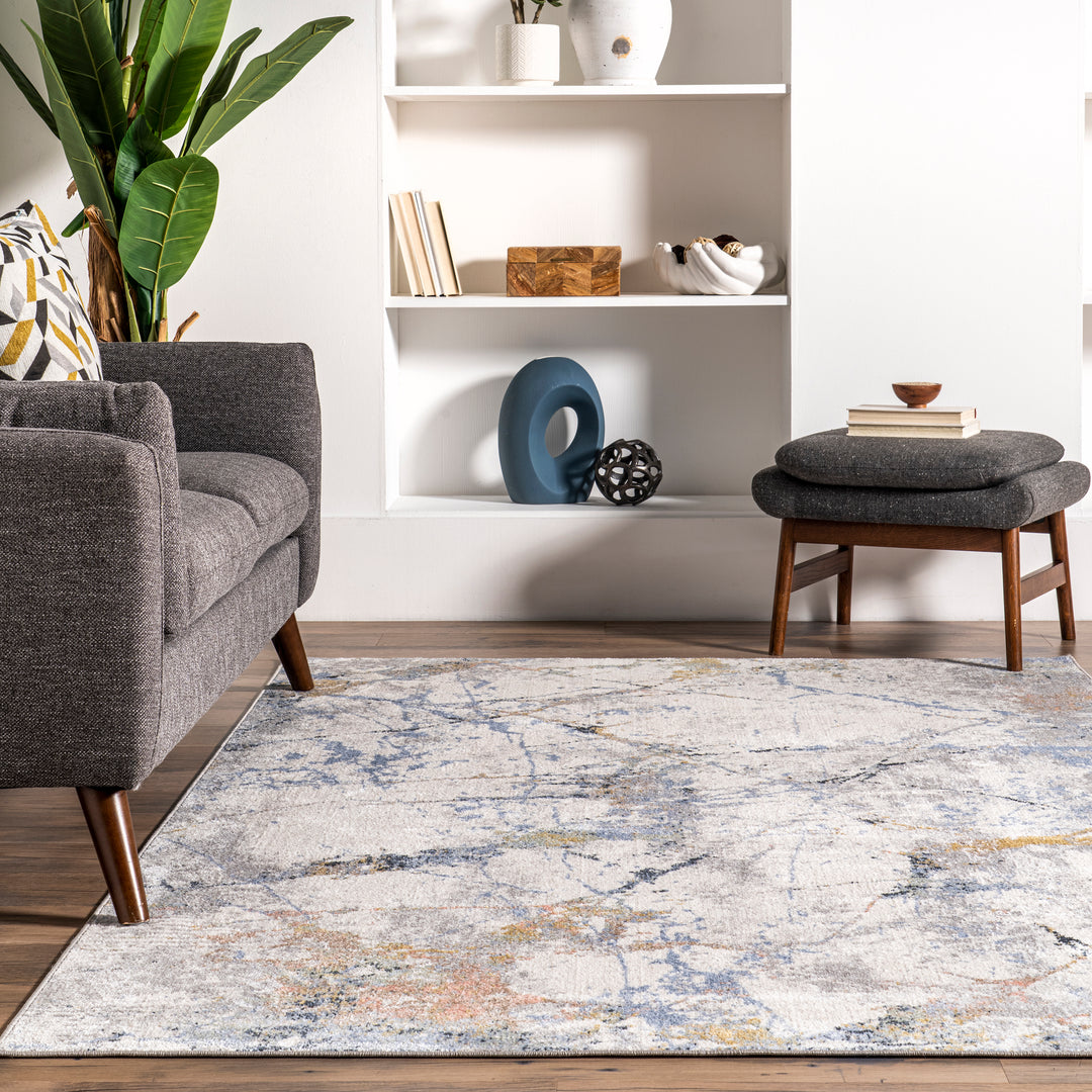 𝐍𝐔𝐋𝐎𝐎𝐌                          Alfombra lavable a máquina con diseño abstracto de salpicaduras de Luca Spinclean               NU048