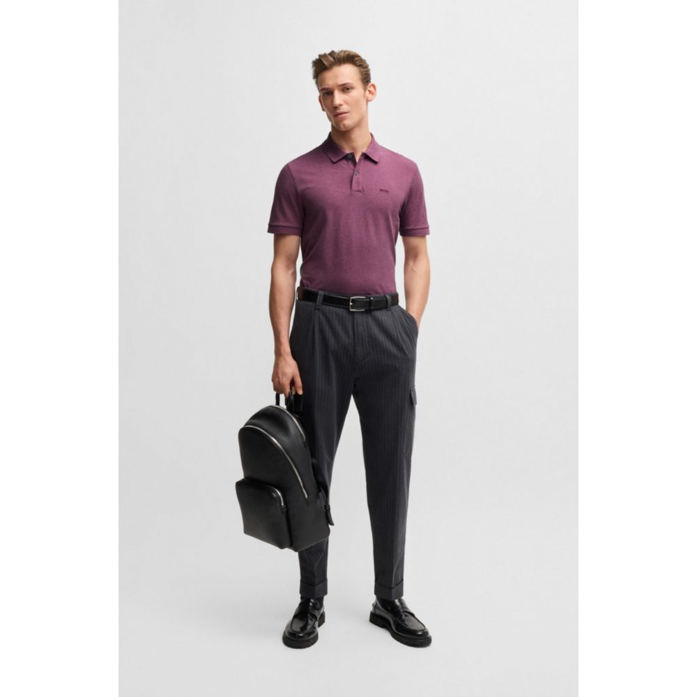 𝐁𝐎𝐒𝐒                                         Polo Pallas de piqué de algodón con detalles de logotipo
MSM69