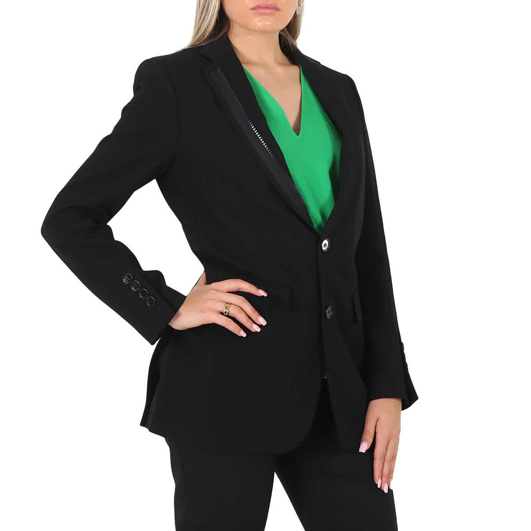 𝐁𝐔𝐑𝐁𝐄𝐑𝐑𝐘 ☑️   ladies black tailored single-breasted blazer jacket