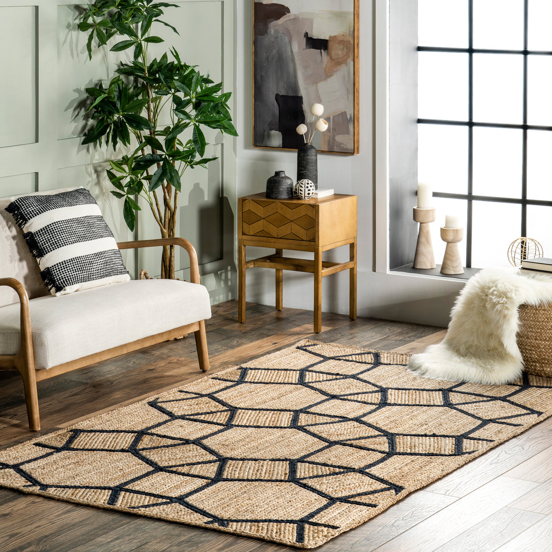 𝐍𝐔𝐋𝐎𝐎𝐌      Alfombra de yute con diseño de joya de Rozalia       NU013