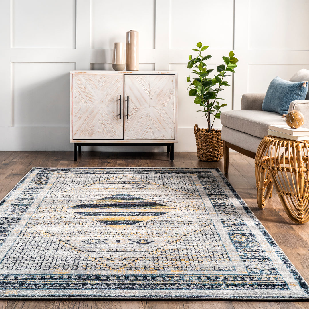 𝐍𝐔𝐋𝐎𝐎𝐌           Alfombra Sarai con diseño de rombos desgastados, lavable a máquina                 NU022