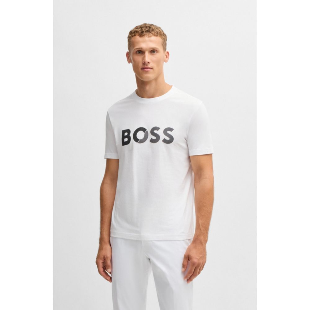 𝐁𝐎𝐒𝐒                                     camiseta de jersey de algodón con logotipo grande                                       MSM73