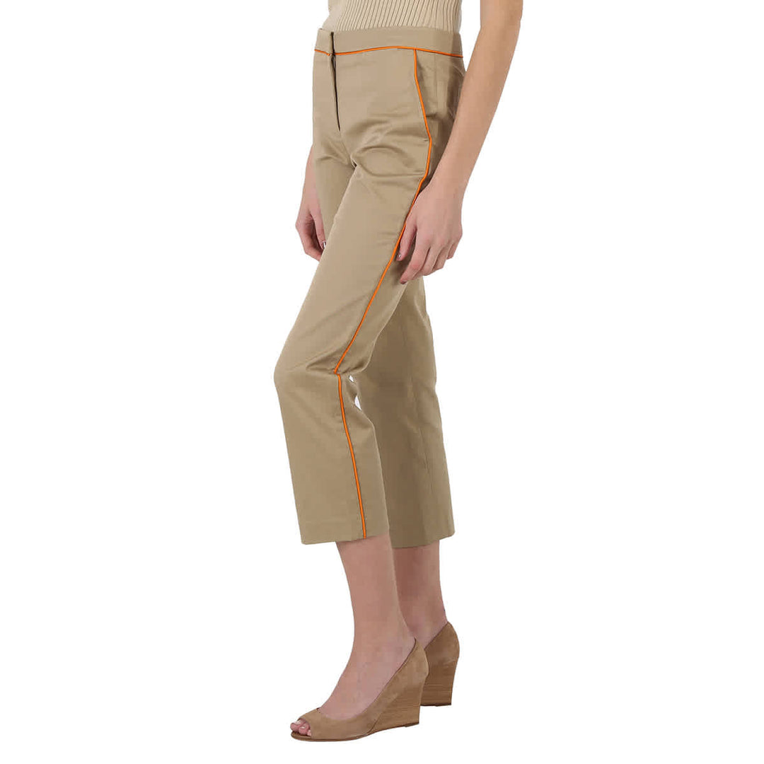 𝐁𝐔𝐑𝐁𝐄𝐑𝐑𝐘 ☑️                Pantalones chinos de algodón cropped con ribete de seda para mujer