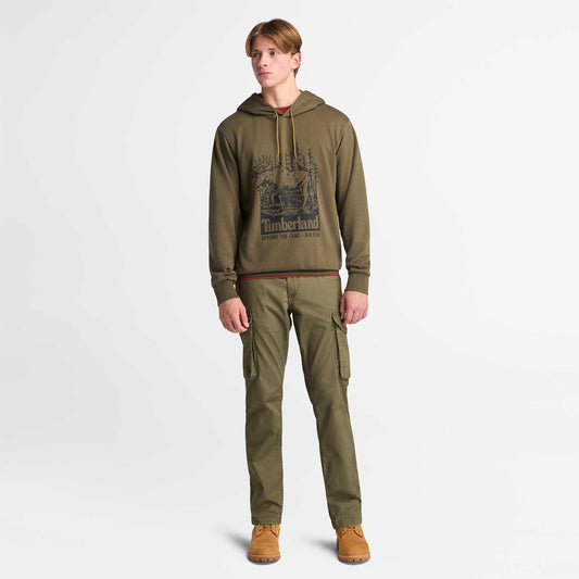 𝐓𝐈𝐌𝐁𝐄𝐑𝐋𝐀𝐍𝐃        Sudadera con capucha con estampado gráfico de bucle para hombre                 TIM20
