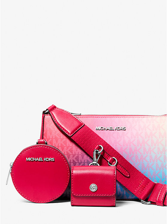 𝐌𝐈𝐂𝐇𝐀𝐄𝐋 𝐊𝐎𝐑𝐒     Bolso bandolera Jet Set pequeño con logo de la firma ombré y funda para Apple Airpods Pro. MK0039