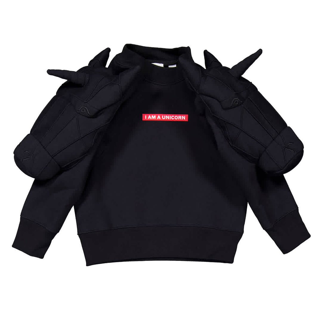 𝐁𝐔𝐑𝐁𝐄𝐑𝐑𝐘 ☑️            Sudadera infantil de algodón negro con unicornio 3D