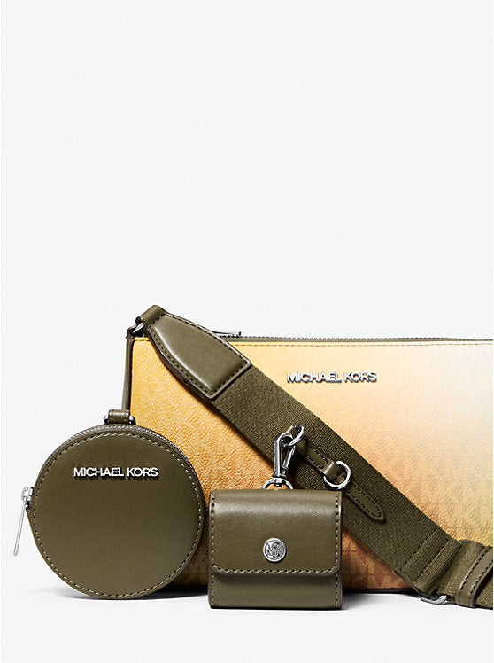 𝐌𝐈𝐂𝐇𝐀𝐄𝐋 𝐊𝐎𝐑𝐒     Bolso bandolera Jet Set pequeño con logo de la firma ombré y funda para Apple Airpods Pro. MK0039