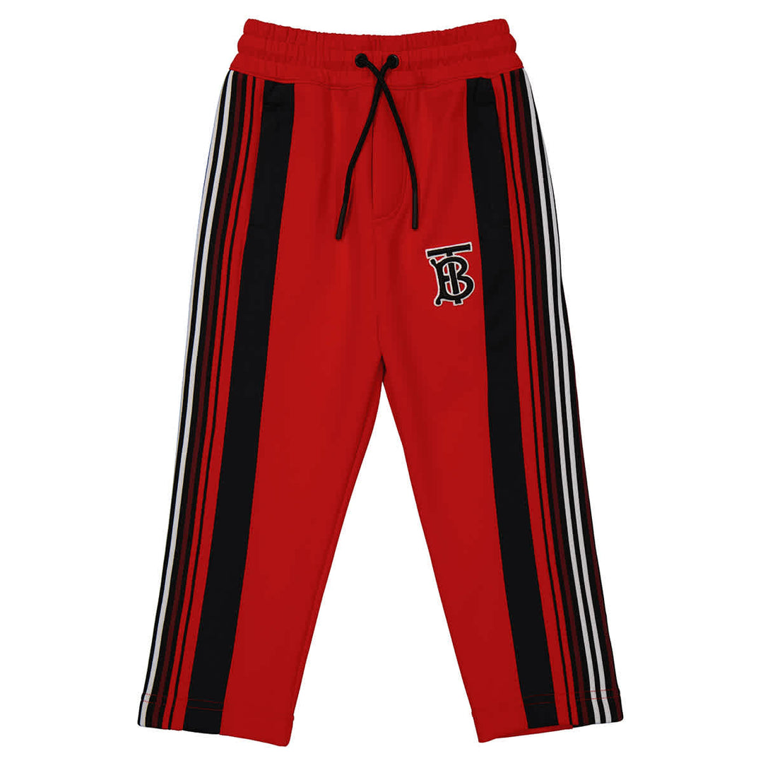 𝐁𝐔𝐑𝐁𝐄𝐑𝐑𝐘 ☑️           Pantalones deportivos de jersey elástico con monograma rojo brillante para niños