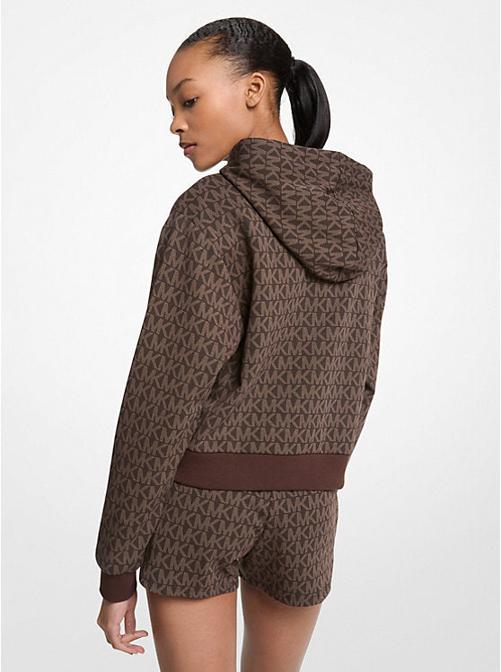 𝐌𝐈𝐂𝐇𝐀𝐄𝐋 𝐊𝐎𝐑𝐒 Sudadera corta con capucha de mezcla de algodón y logotipo exclusivo             MK0083