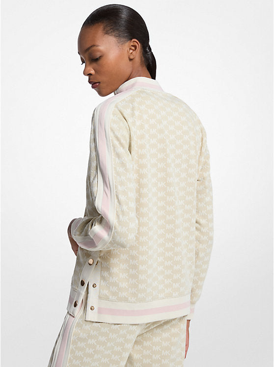 𝐌𝐈𝐂𝐇𝐀𝐄𝐋 𝐊𝐎𝐑𝐒 Chaqueta de punto elástico metalizado con media cremallera y estampado de logotipo MK0063