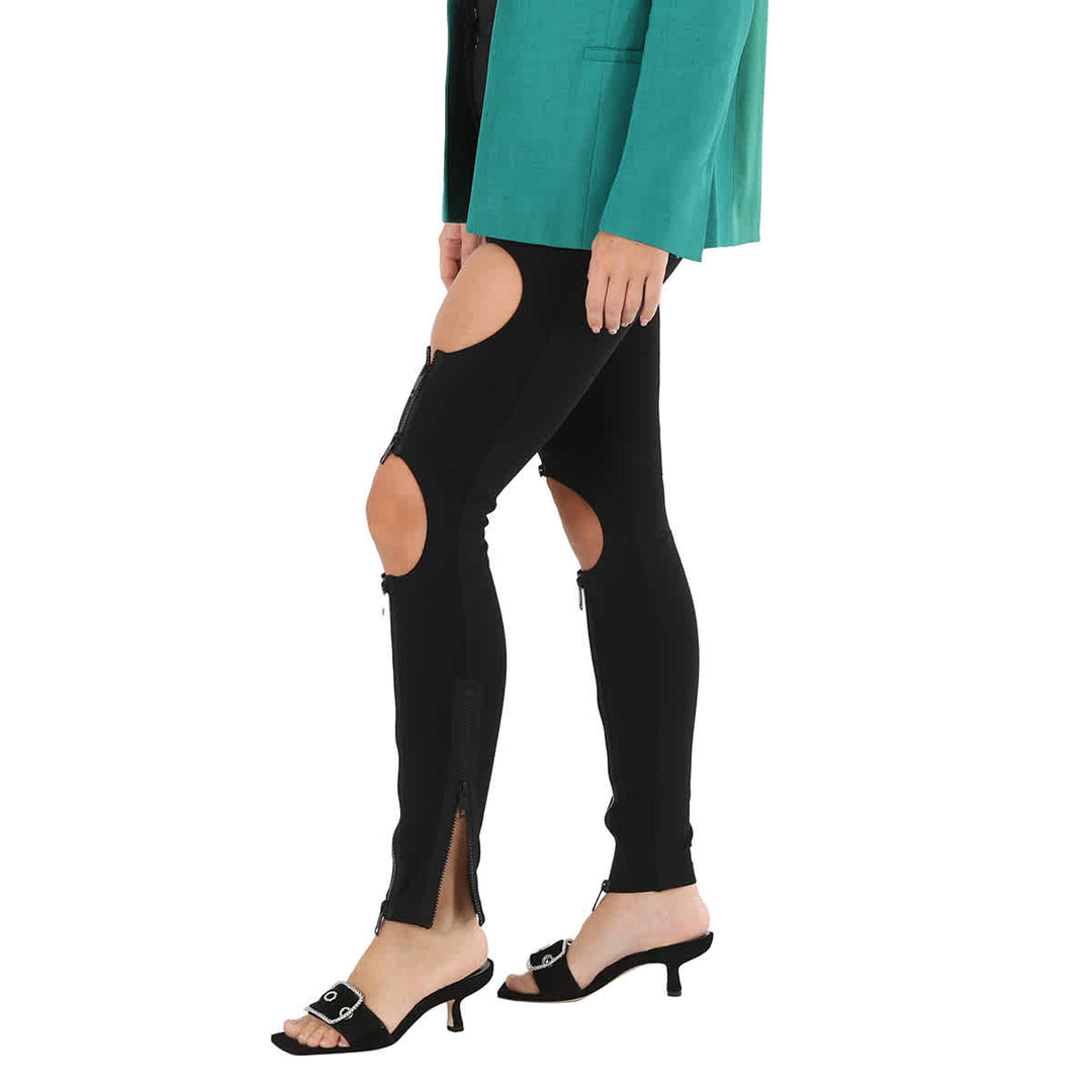 𝐁𝐔𝐑𝐁𝐄𝐑𝐑𝐘 ☑️            Vaqueros ajustados negros con aberturas y detalle de cremallera para mujer