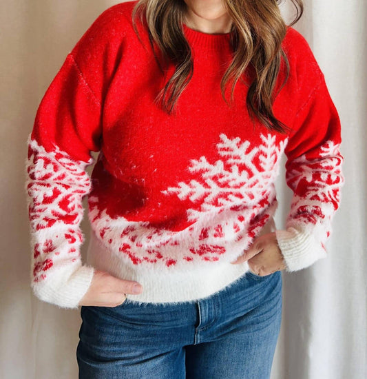 𝐒𝐎 𝐌𝐄                           Suéter navideño con copos de nieve en rojo           NAV15