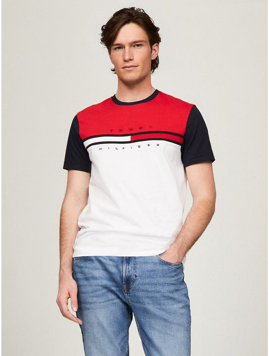 𝐓𝐎𝐌𝐌𝐘 𝐇𝐈𝐋𝐅𝐈𝐆𝐄𝐑 Camiseta con logo de rayas y bandera en bloques de color para hombre
MSM79