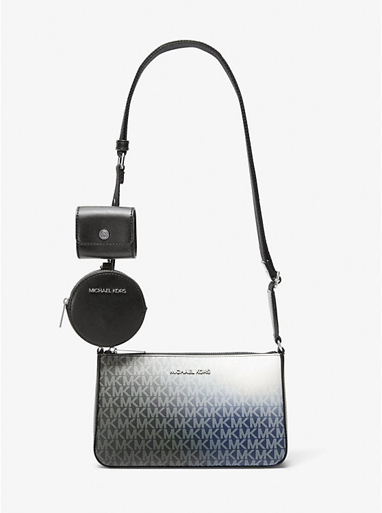 𝐌𝐈𝐂𝐇𝐀𝐄𝐋 𝐊𝐎𝐑𝐒     Bolso bandolera Jet Set pequeño con logo de la firma ombré y funda para Apple Airpods Pro. MK0039