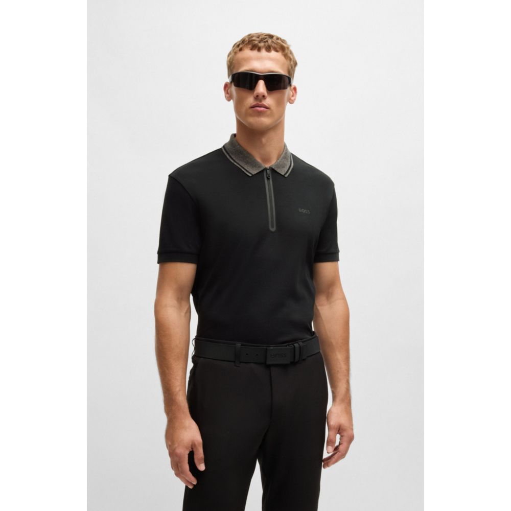 𝐁𝐎𝐒𝐒                                       Polo de corte regular de algodón interlock con detalle de logotipo
MSM59