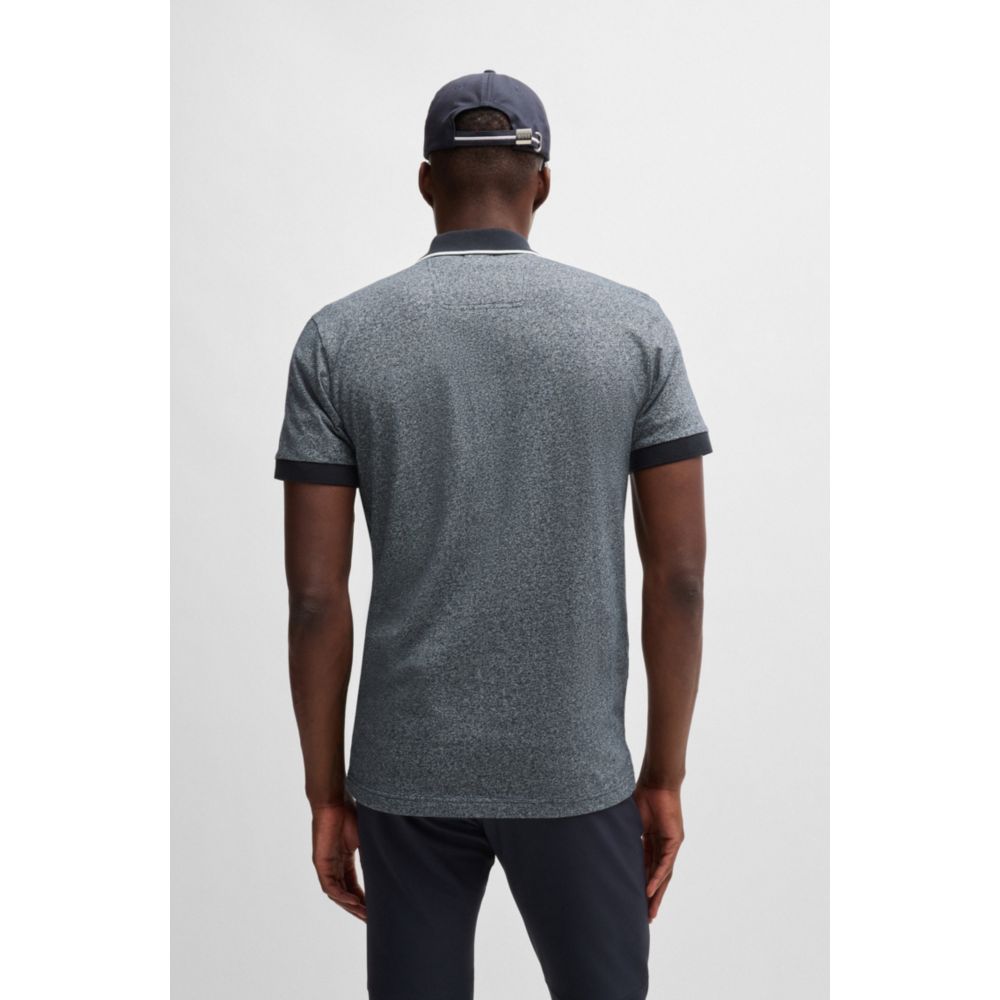 𝐁𝐎𝐒𝐒                                            Polo de algodón mouliné con ribetes de rayas
MSM67